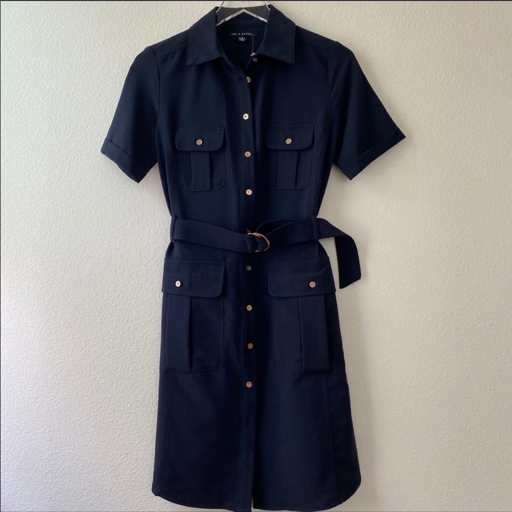 Zac & Rachel Navy Blue Shirtdress with Belt